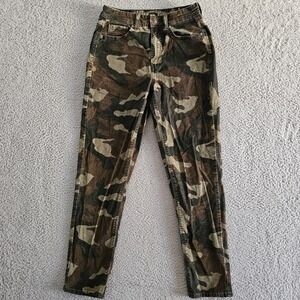 American Eagle Corduroy Pants Womens 2 Regular Camo Green Super Stretch Slim Fit